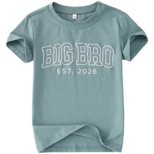 SOFEON Big Brother Shirt Toddler Boy Embroidered Big Bro Est. 2026 T-Shirt Kids Summer Short Sleeve Announcement Tees Tops