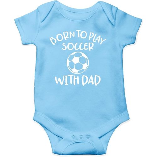 AW Fashions Born to Play Soccer with Dad Baby Bodysuit Funny Family Newborn Outfit for Boys or Girls