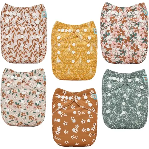 ALVABABY Baby Cloth Diapers 6 Pack with 12 Inserts Cloth Diaper Covers Adjustable Washable Reusable for Baby Girls and Boys 6DM130A