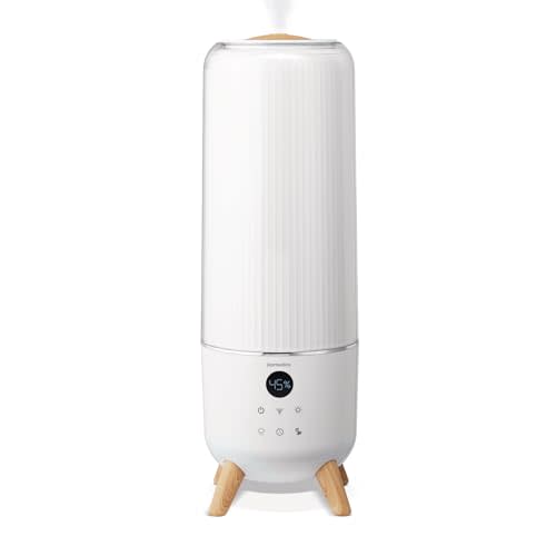 Homedics Ultrasonic Humidifier - Large Deluxe Air Humidifiers for Bedroom, Plants, Office - Top-Fill 1.47-Gallon Tank, Cool Mist, Essential Oil Pads and Built-In Timer, 3 Speed Settings, White