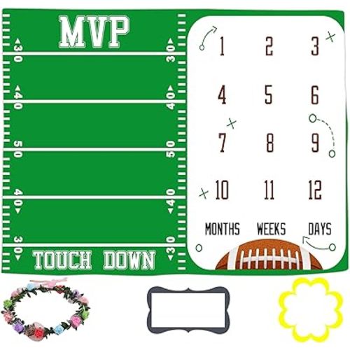 Football Field Milestone Blanket, Weekly Monthly Backdrop, 60x40Inch