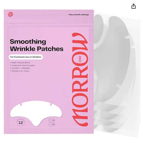 Morrow One - Peptide-Infused Smoothing Forehead Wrinkle Patches - Overnight Patches for Smoothing Fine Lines and Wrinkles, Anti Aging Stickers for Forehead, Bonus Smile Line (36 Count)