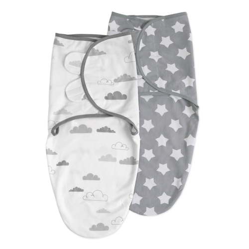 Egmao Baby Swaddle 100% Cotton Blanket Sack for Newborn 0-3 Months Boys Girls Infant 2-Pack Stars Clouds