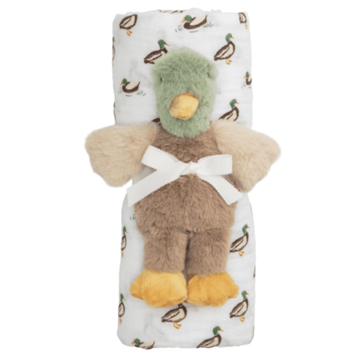 Mallard Swaddle And Rattle Set