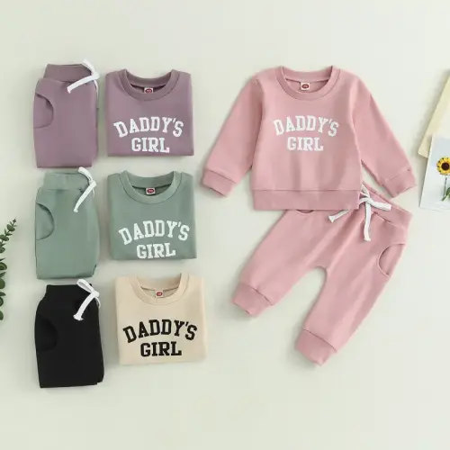 Toddler Baby Girl Outfit Daddys Girl Clothes Long Sleeve Sweatshirt - TikTok Shop