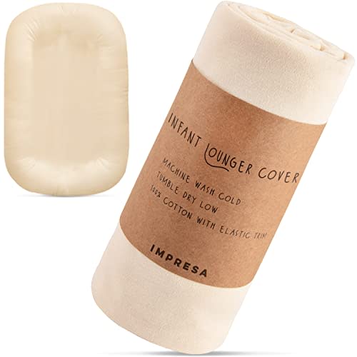 Impresa Infant Lounger Cover fits Snuggle Me Lounger - Tight Fit Replacement Snuggle Me Covers - Soft, 100% Cotton Sheet for Infant Floor Seat - Machine Washable & Easy to Use - Natural Color