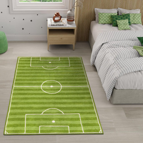 Unique Loom Soccer Field Playtime Kids Wool Rug & Reviews | Wayfair