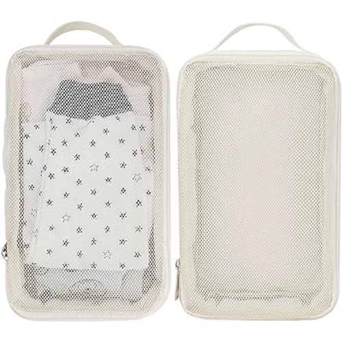 Diaper Bag Organizing Pouches, 2PCS Waterproof Pod Diaper Bag Organizer, Reusable Washable Storage Mesh Pouch with Hanging Rope for Travel
