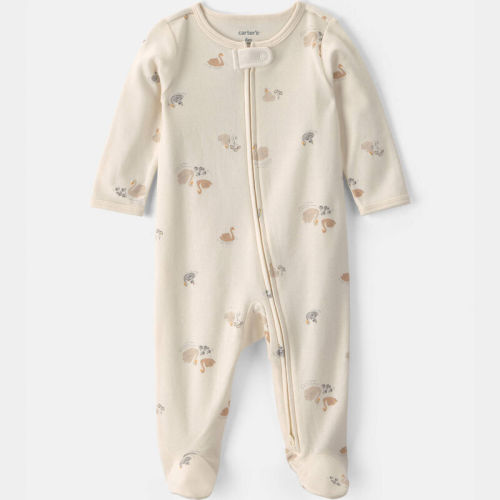 Baby Girl Swan 100% Cotton 2-Way Zip Sleeper - Cream | Carter’s Oshkosh Canada