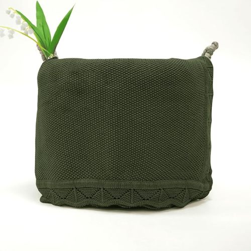 Heirloom Lace Blanket for Baby - 100% Luxury Soft Cotton Knit Warm Cozy Cuddle Stroller Crib Blanket for Newborns, Infants, & Toddlers (Forest Green)
