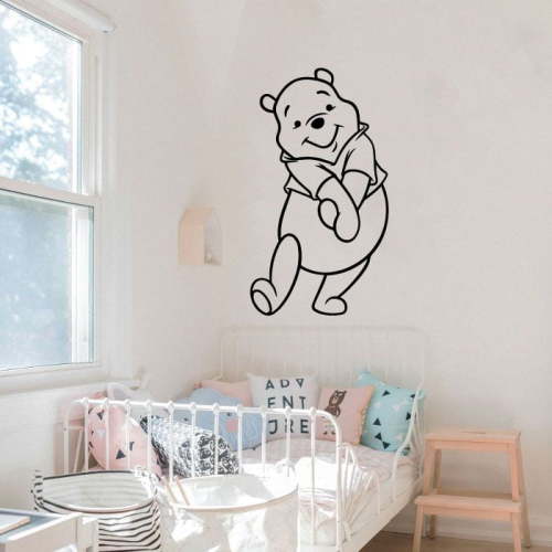 Cute Winnie The Pooh Pooh Bear Pooh Adventures Cute Adorable Silhouette Vinyl Sticker Wall Art Decoration Decal For Kids Baby Girl Baby Boy Room Home Room Wall Sticker Decorations Size (35x40 inch)