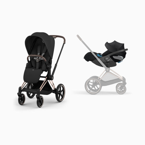 Cybex PRIAM Stroller + CLOUD T Infant Car Seat Travel System - Sepia Black