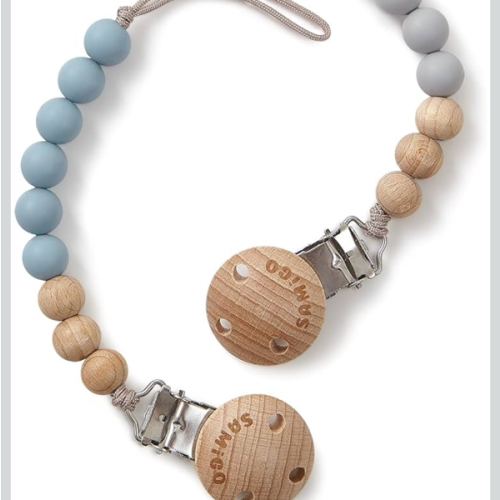 SAMiGO Pacifier Clips for Baby Boys Pacifier Holders Silicone Paci Binky Clips - 2 Pack