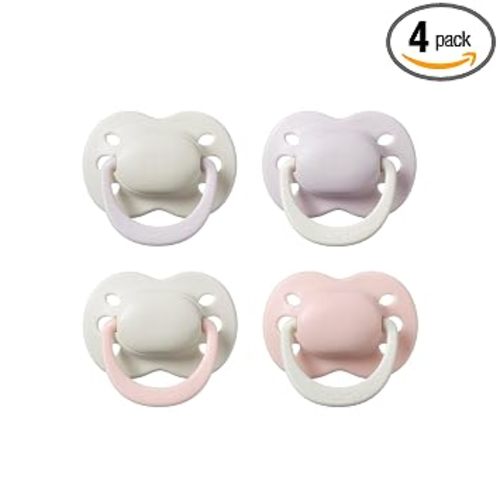 Tommee Tippee Ultimate Fit Newborn Pacifier, 0-2 Months, Pack of 4 | Extra Air Holes, Symmetrical Nipple & Shield, 100% BPA Free Silicone, Dishwasher & Sterilizer Safe, Pale Plum & Cotton Candy