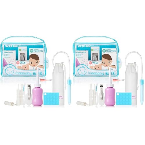 Frida Baby Basics Kit, 6pc Baby Essentials Kit Includes Nasal Aspirator Snotsucker, NailFrida Nail Files, Windi Gas Relief, DermaFrida Bath Brush + Silicone Carry Case
