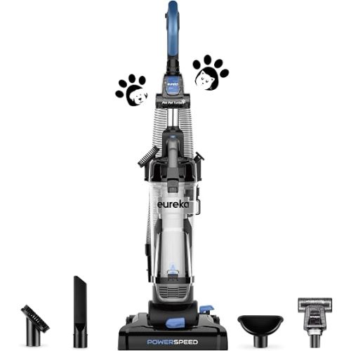 Eureka PowerSpeed Lightweight Upright Vacuum Cleaner for Carpet and Hard Floor, Powerful Bagless Upright Vacuum Cleaner for Home Pets, NEU181A, Blue