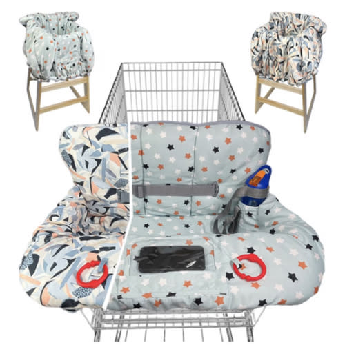 Shopping Cart Cover for Baby Grocery Cart Cover for Baby boy and Baby Girl, High Chair Cover for Baby and Toddler, Baby Registry Gift - Waterproof - Extra Large - Cotton - Double Sided (Multicolor)