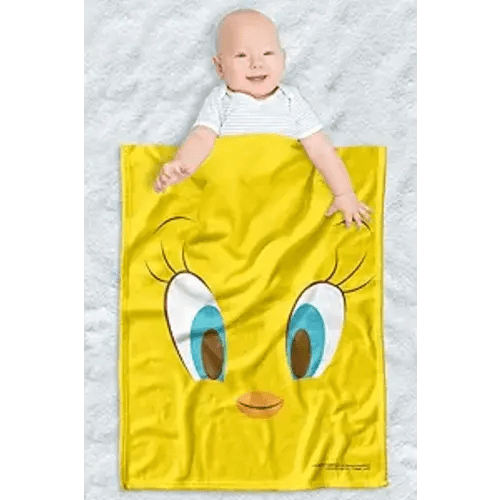 LOGOVISION Looney Tunes Lightweight Baby Blanket, 30"X40", Tweety Head Unisex for Infants Girls & Boys