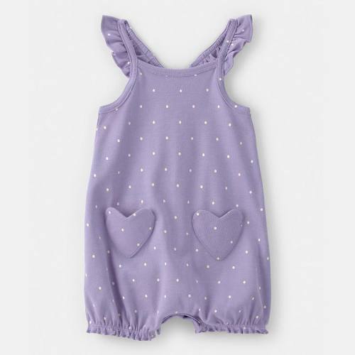 Baby Carter's Polka Dots Sleeveless Romper with Heart Pockets