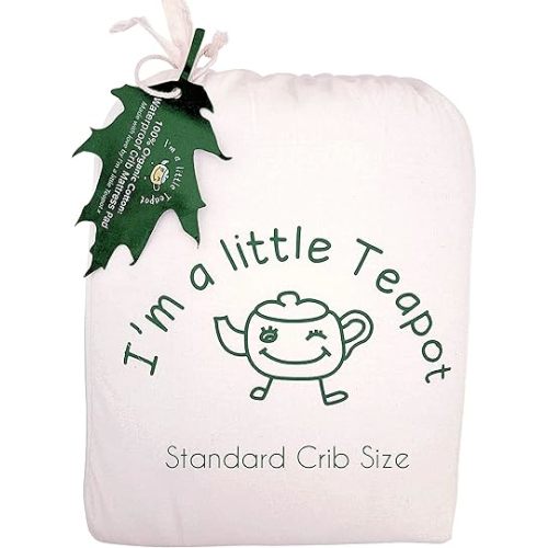 I'm A Little Teapot Organic Cotton Crib Mattress Pad - Twin Size Organic Crib Mattress Protector - Waterproof Baby Crib Mattress Cover - Soft, Durable and Hypoallergenic