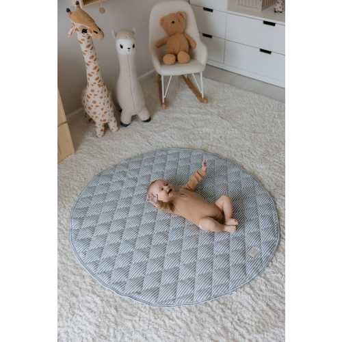 Linen Baby Play Mat - Neutral Padded Nursery Mat, 115cm