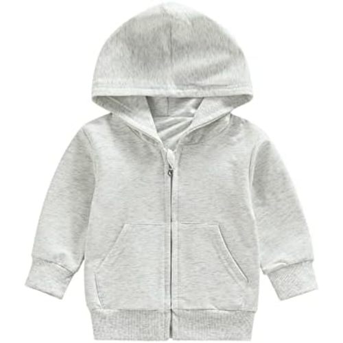 Toddler Baby Boy Girl Zip Up Hoodies Solid Color Casual Long Sleeve Hooded Sweatshirts Jacket Outwear Fall Clothes