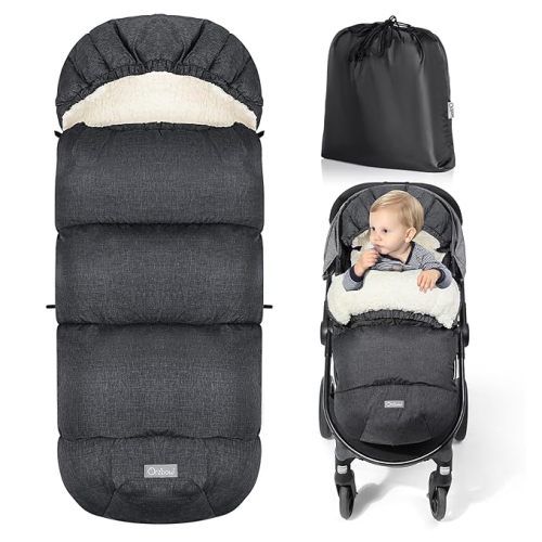 Orzbow Universal Stroller Footmuff, Winter Baby Stroller Bunting Bag, Warm Berber Fleece Stroller Sleeping Bag for Cold Weather, Waterproof & Windproof, Baby Winter Must Have, Dark Grey