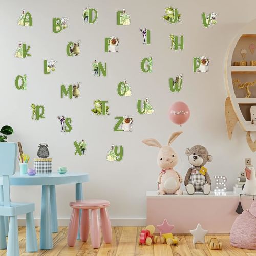 The Princss and The Frog A–Z Alphabet Wall Sticker – Cartoon Inspired Wall Decals – Removable Nursery Wall Stickers for Bedroom, Classroom, Playroom, Room, and Birthday Party Decorations