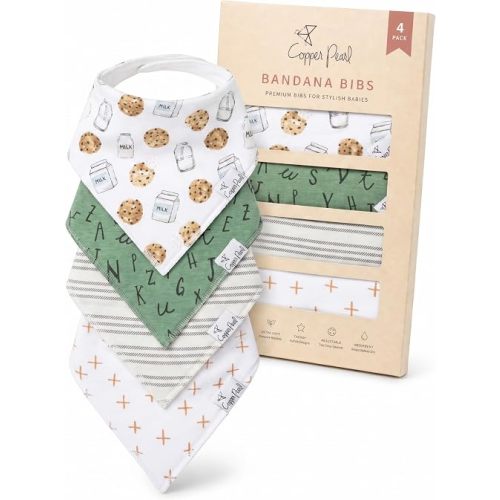 Copper Pearl Baby Bandana Drool Bibs 4 Pack Gift Set for Boys, or Girls, "Chip Set" (Assorted)