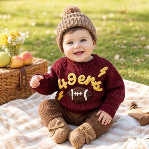 Personalized Baby Soccer Sweater, Embroidered Name Game Day Outfit, Baby Sports Team Sweater, Knit Football Sweater Infant,Soccer Lover Gift
