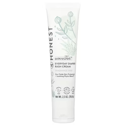 The Honest Company, Everyday Diaper Rash Cream, Sensitive, Fragrance Free, 2.5 oz (70.8 g)