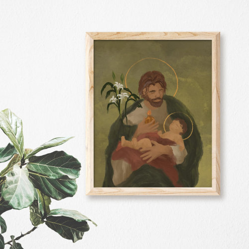 Saint Joseph and Baby Jesus | Catholic Art Print