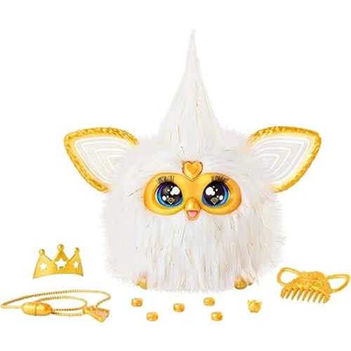 Furby Gold Glam Interactive Plush Toys for 6 Year Old Girls & Boys & Up, Voice Activated Animatronic, Speaks English & Furbish, White (Amazon Exclusive)