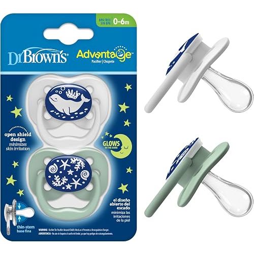 Dr. Brown's Advantage Pacifier, Blue Ocean, 0-6m, 2-Pack