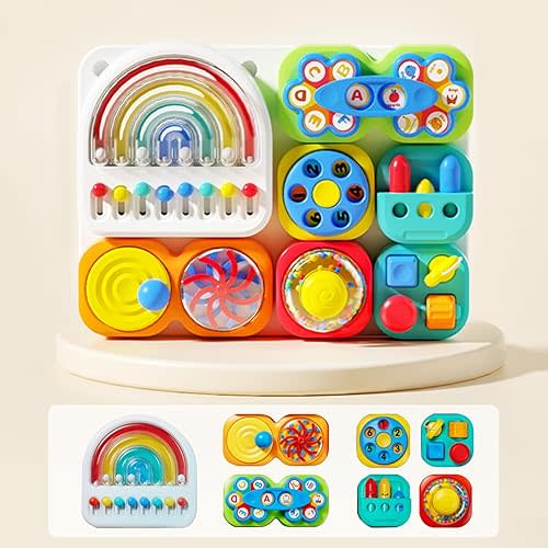 auby Busy Board 3.0 Detachable & Assemblable Educational Sensory Toy for Toddlers 1-6 – Portable Learning Activity Board with 7 Travel-Friendly Tools, Fine Motor Skills Development