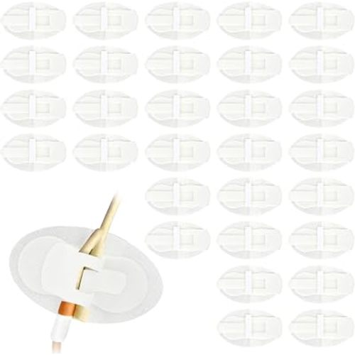 30 Pcs Catheter Stabilization Device, Adhesive Foley Catheter Leg Bag Urinary Anchor Bandage Stabilizer Tube Holder Sticker for Single/Double/G/J Tube, Hook and Loop Adhesive Fixing Device Accessories