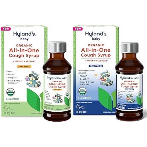 Bundle of Hyland's Baby Organic All in One Cough Syrup Daytime + Baby Organic All in One Cough Syrup Nighttime