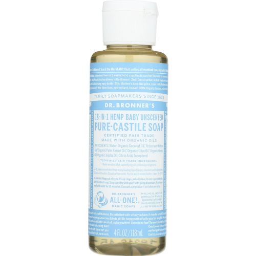 Dr. Bronners Baby Fragrance Free Castille Liquid Soap, 4 FZ