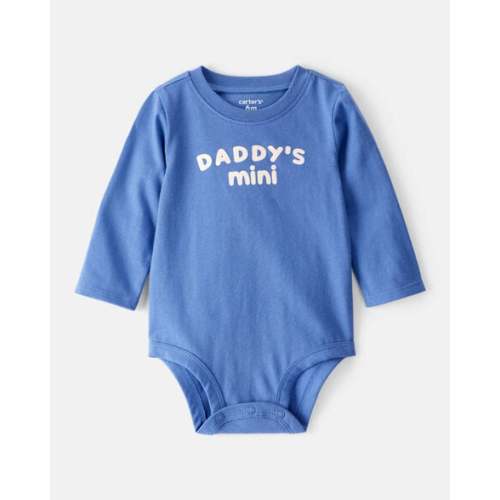 Baby Boy "Daddy's Mini" Cotton Long-Sleeve Graphic Bodysuit - Blue - Carter's | Carter's