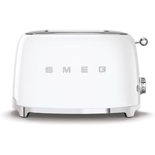 SMEG 2 Slice Toaster with 6 Presets and Defrost Function and Removable Crumb Tray TSF01WHUS, White