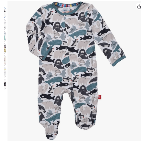 Magnetic Me Girls Modal Magnetic Baby Footie Pajamas | Silky Soft Modal Fabric | Soluna | 3-6 Months