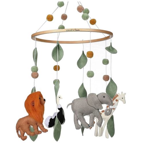 Sorrel + Fern Baby Crib Mobile - Nursery Decoration Ceiling Mobile and Baby Shower Gift for Boys & Girls, Safari Adventure