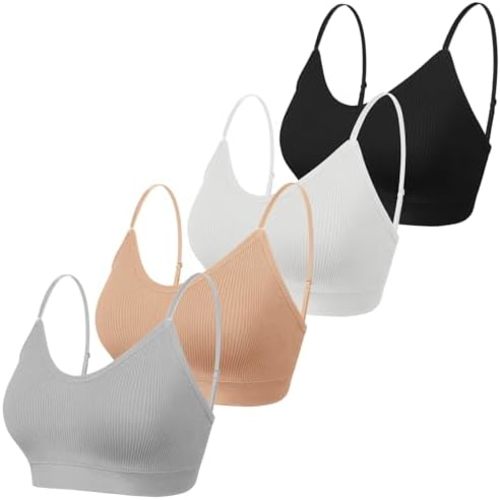 KCDDUMK 4 Pack Cami Bralettes for Women, Spaghetti Strap Sleep Bras