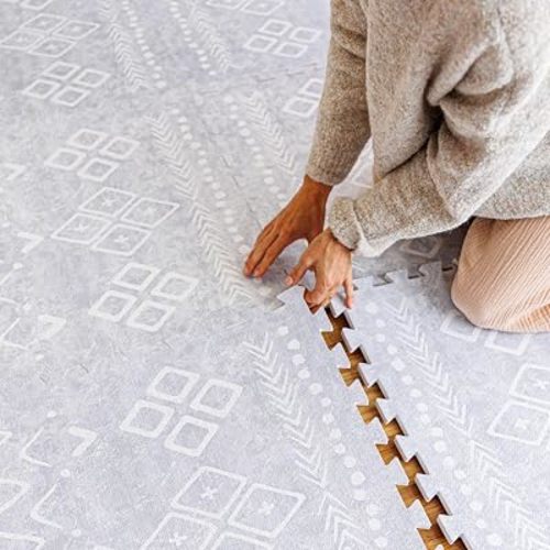 Lillefolk Baby Play Mat for Floor – 6x6ft Gray | PFAS Free - Non Toxic Premium EVA Foam Tiles for Tummy Time, Crawling & Playpen – No Loose Edges Interlocking Mat for Babies & Toddlers (9 Tiles)