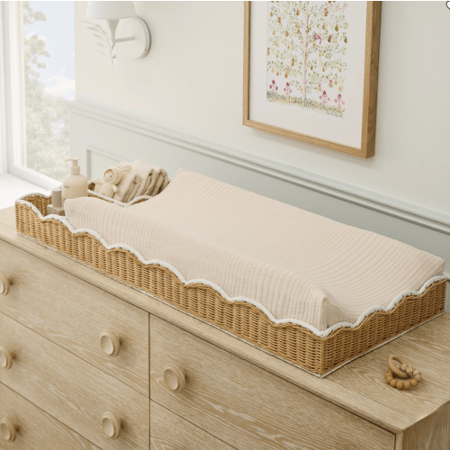 Scallop Rattan Universal Changing Table Topper