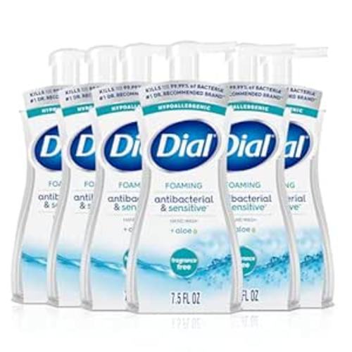 Dial Antibacterial Foaming Hand Soap, Fragrance Free, 7.5 fl oz (Pack of 6)