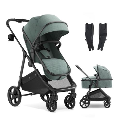 Mompush Wiz 2-in-1 Bassinet Stroller with Car Seat Adapter, Reversible Seat