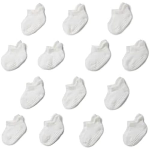 Amazon Essentials Unisex Babies' Non Slip Grip Low Cut Socks, 14 Pairs