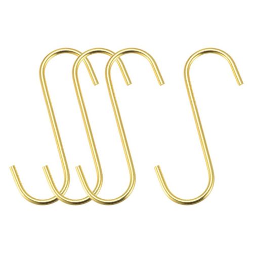 Unique Bargains S-shaped Extra Long Steel for Garden Bathroom Closet Hooks 4 Pcs