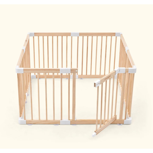 HARPPA Wooden Baby Gate Playpen | Non-Toxic Foldable DIY Adjustable Play Yard for Infants & Toddlers – Natural Finish Baby Fence for Small & Large Spaces